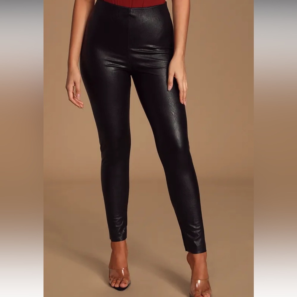 LuLu’s Black Vegan Leather High Waisted Leggings